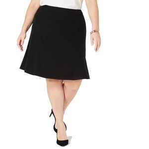 BAR III Women's Skirt Black Size 24W Plus A-Line Ruffle-Hem Zip